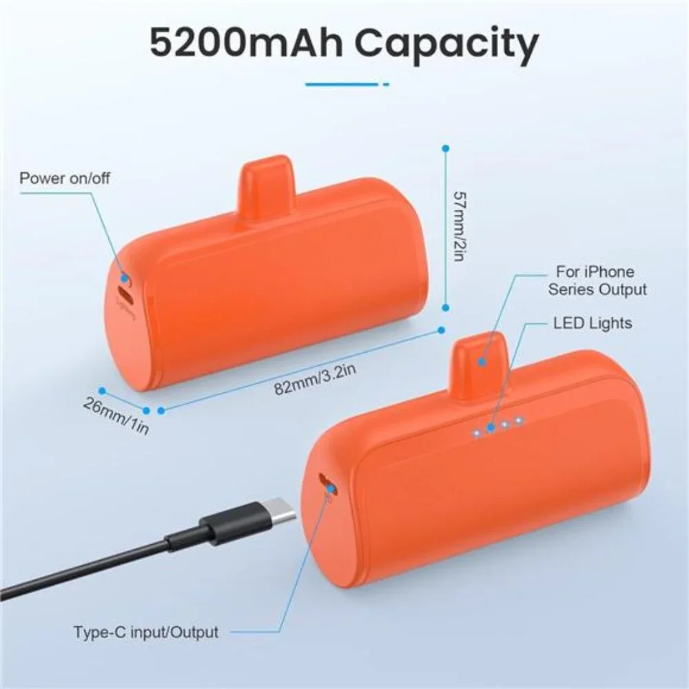 Mini Portable Charger Power Bank for iPhone,5200mAh Portable Phone Charger